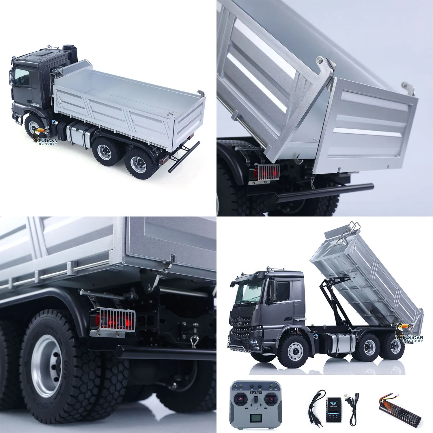 6*6 뉴 카볼라이트 5702 RC 덤프트럭 라이트 사운드 RTR 1/14 스케일 2.4G 무선 조종 자동차 덤퍼 팁퍼 자동차 모델 장난감 (성인용)