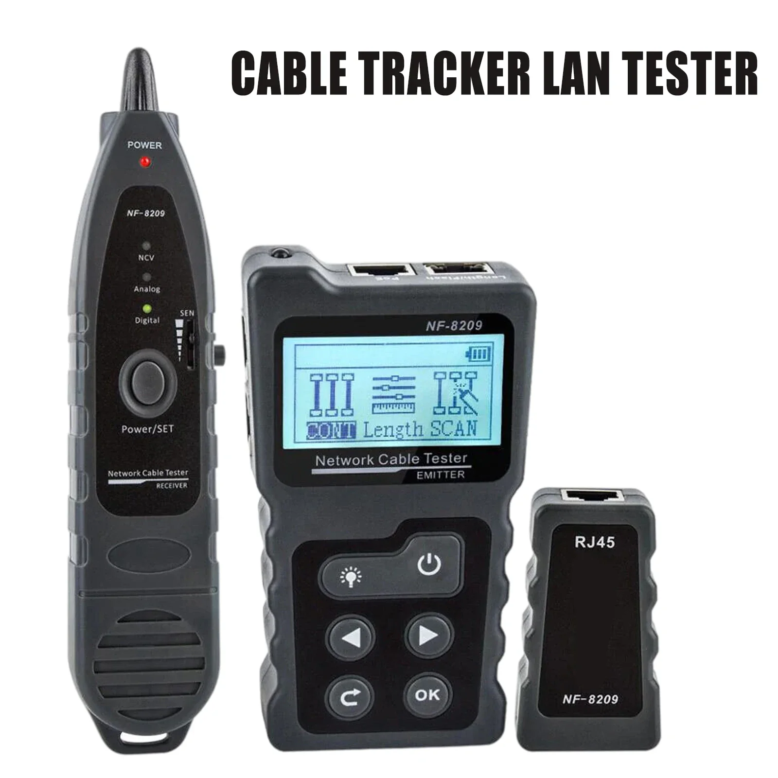 

NF-8209 Internet Cable Tester LCD Display Measure Length Cable RJ45 Cable Tracker Utp Multifunctional Tester Network Tool 2024