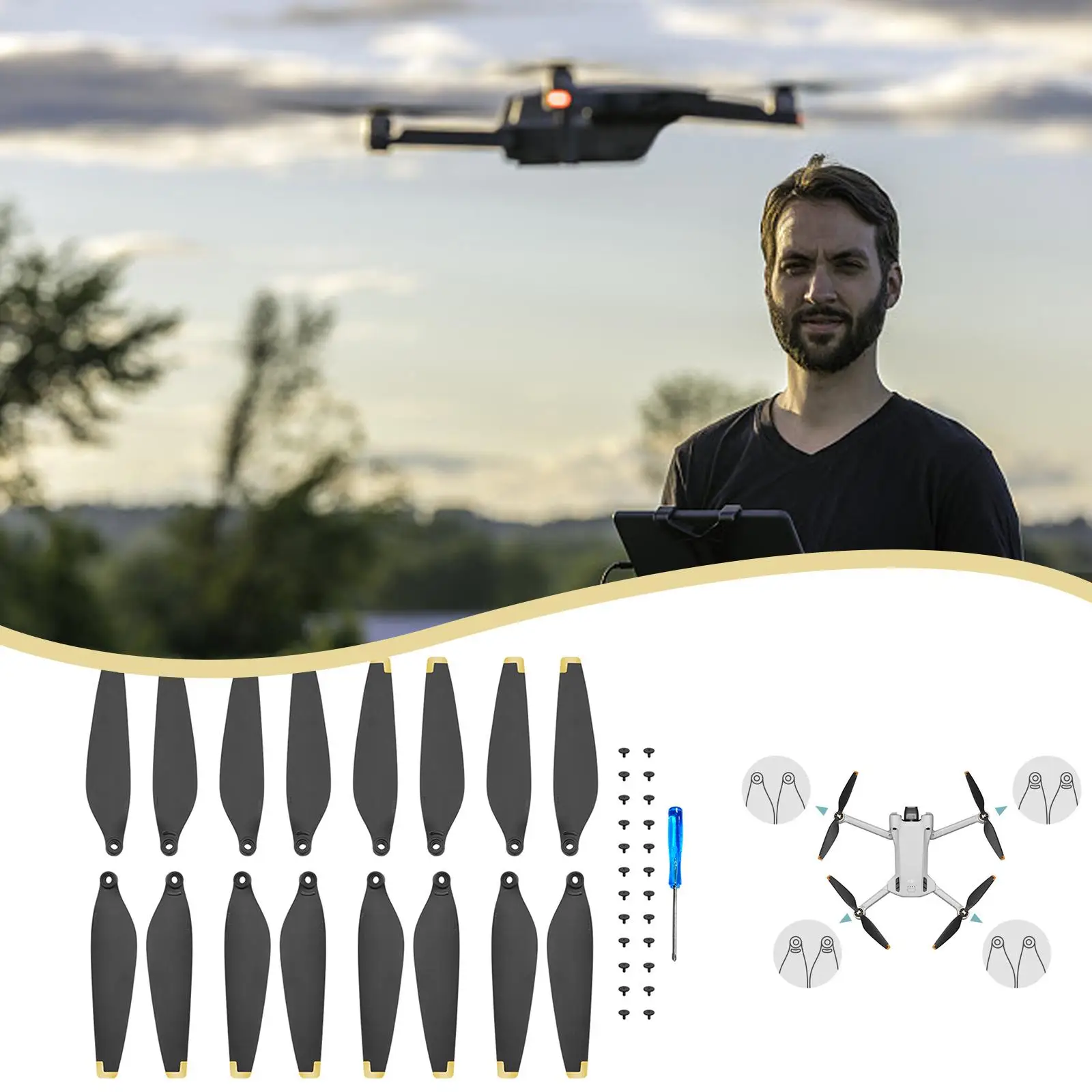 1/2/4 Pair 3 Propeller Drone Props Replacement For DJI Mini 3 Pro Drone Light Weight Wing Fans With Screw Accessories Hot drone quadcopter drone accessories