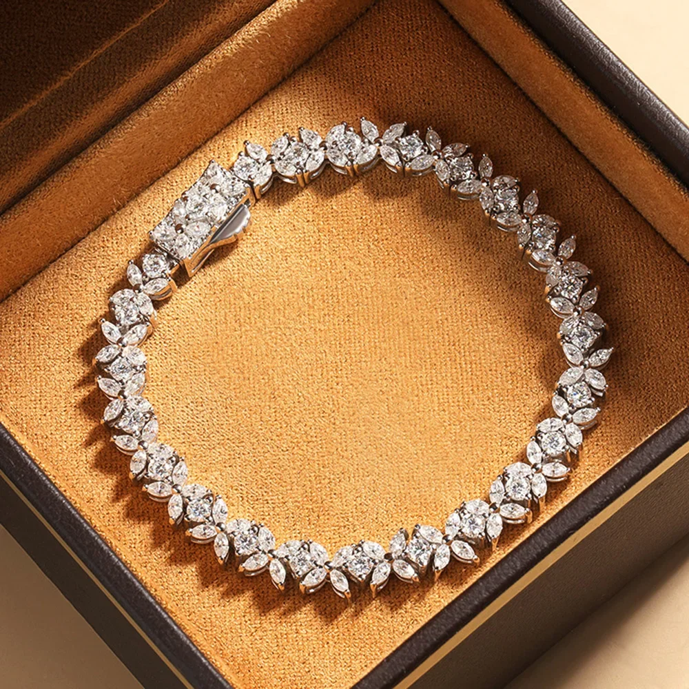 Bracciale in argento sterling 925 con diamante Moissanite 1,5