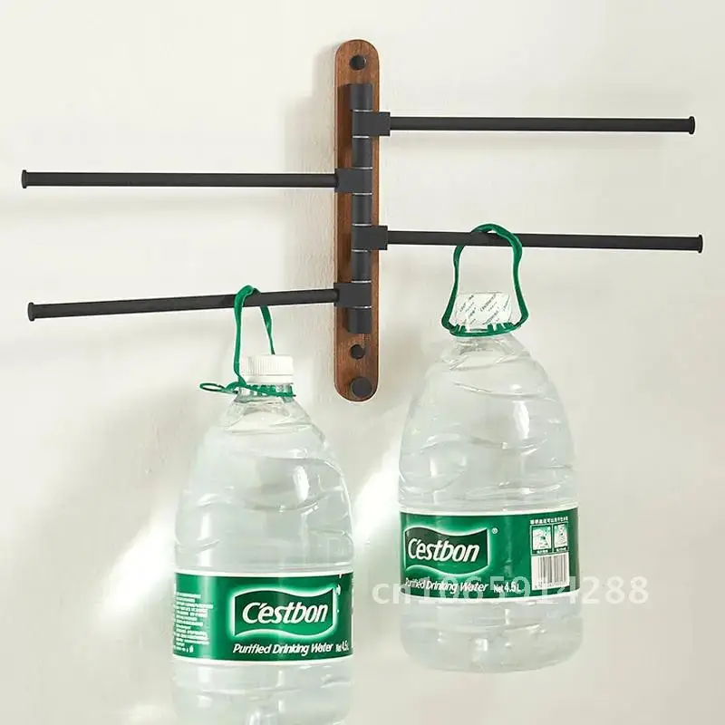 Wood 2/4 Swivel Towel Bars Hanger Rotatable Holder Bathroom Accessories Rack Mounted Wall Bathrobe Towel