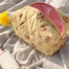 Storage Organizer Floral Puffy Quilted Makeup Bag Flower StrawberryPrinted Makeup Accessory Large Travel Cosmetic Bag 2