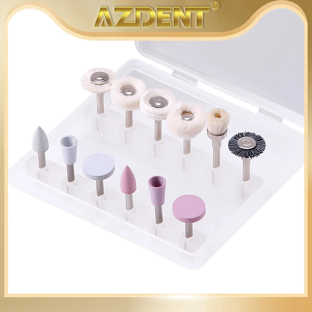 AZDENT-Kit de polissage composite dentaire, polisseuse à basse vitesse, porcelaine naturelle, dents, polissage des ongles, RA, 2.35mm, 12 pièces par boîte