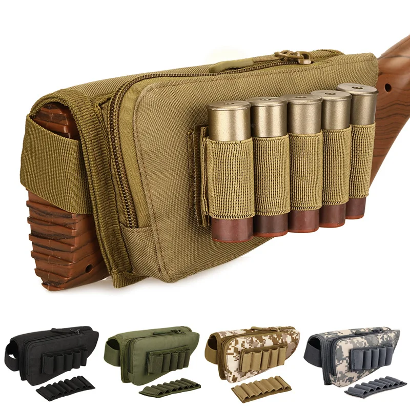 

Tactical Buttstock Shotgun Adjustable Shotgun Rifle Shell Holder Cheek Rest Pouch Buttstock Ammo Holder for Hunting Shooting