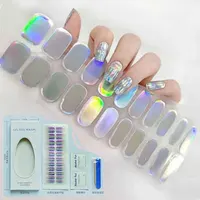 22Tips Full Curing Nail Polish Film French Gel Stickers Nail Strips Adhesive Nail Decorations Stickers No Need to Bake UV Lamp 1