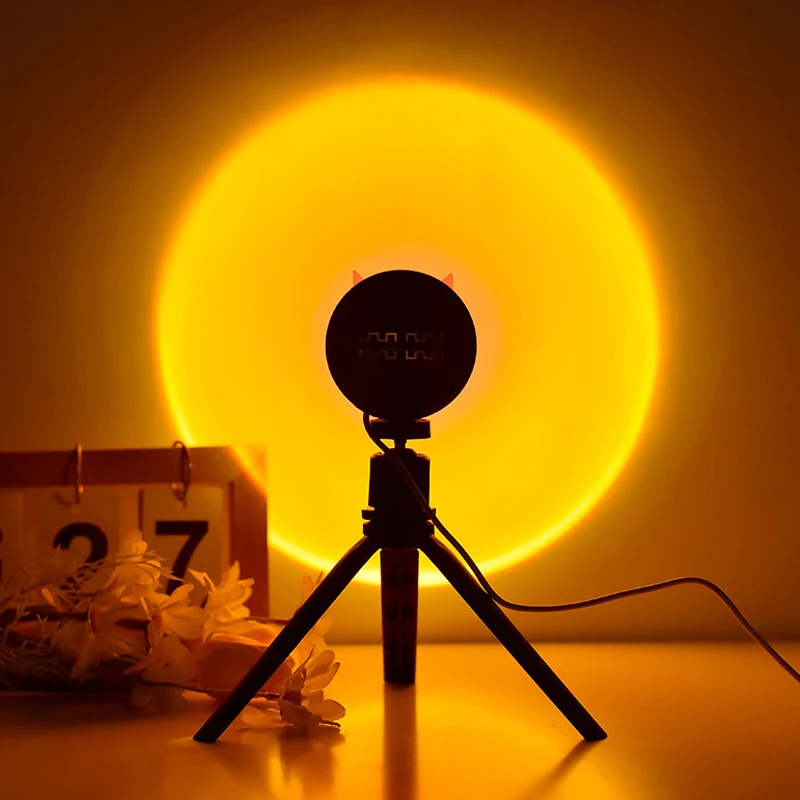

Проектор С закатом, лампа, радужная атмосфера, ночник, Фотофон С закатом для спальни, декор для комнаты, Настенная настольная лампа Tiktok