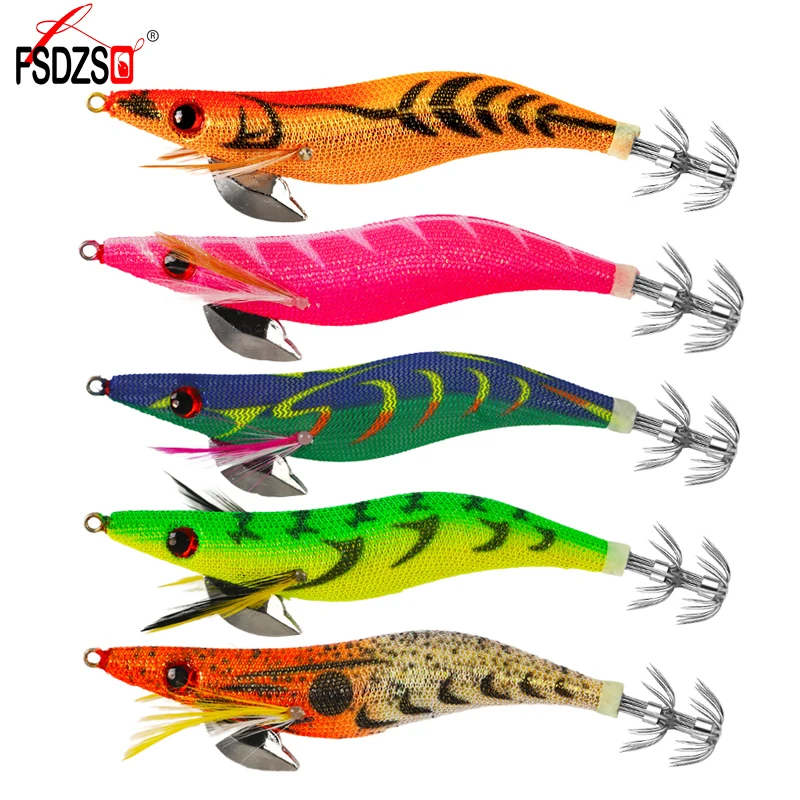 Fsdzso 13Cm/12Cm/10Cm 19G/15G/10G Squid Jig Head Squid Lure Jig Octopus Lure Sea Jig Game Fishing Lure Squid Hooks