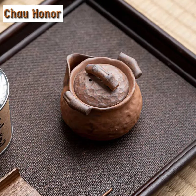 Handmade Rough Old Rock Mud  Teapot Boutique Small Size Pot Tea Maker Kettle with Ball Hole Chinese Tea for Tea Ornaments Gifts