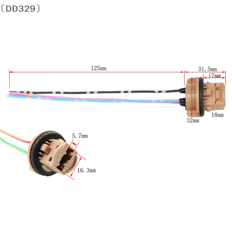 1 PCS T20 Automotive Bulb Socket - 7443 Dual Filament Connector For Brake Lights With Copper Core Wiring