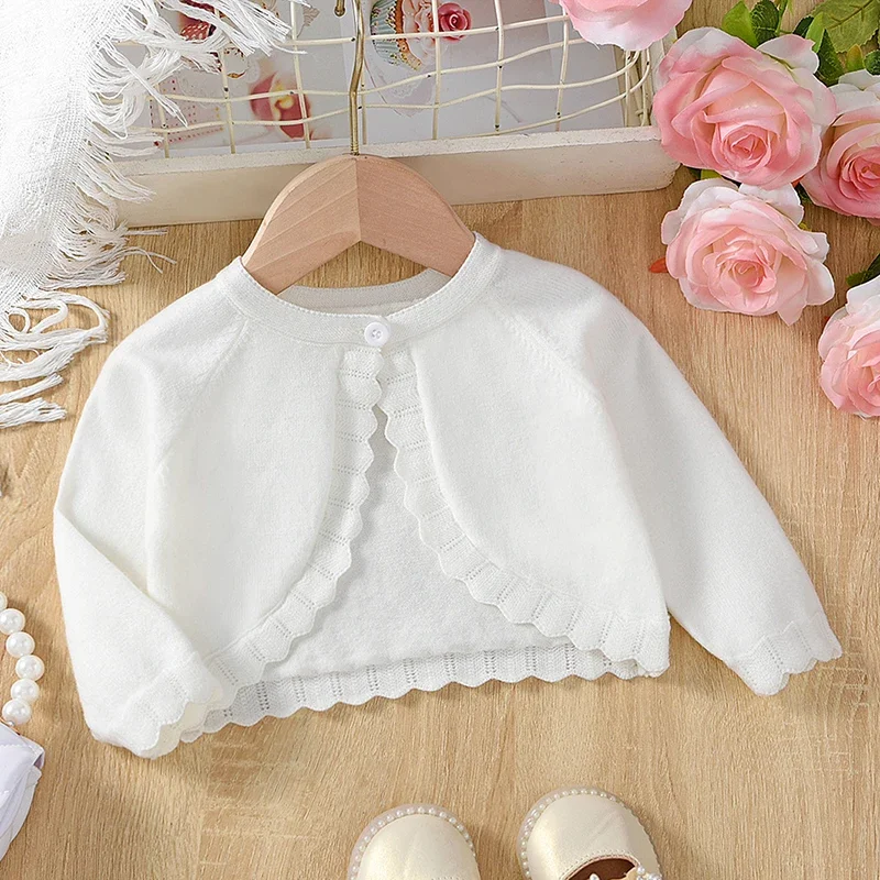 2025 신상 가을 아동 긴팔 단색 니트 가디건 스웨터 키즈 망토  여자 니트 가디건 코트