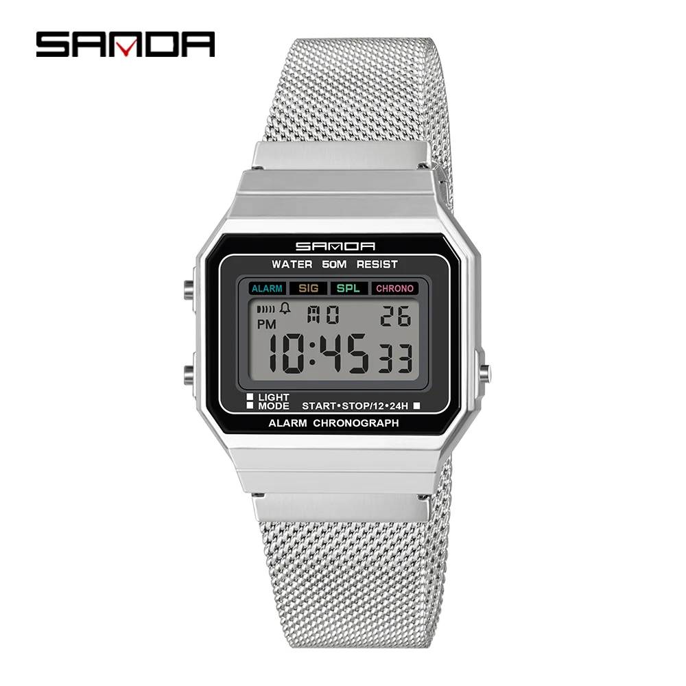 Sanda new style 6017 electronic form movement fashion cool wrist watch personality luminous Waterproof Watch 