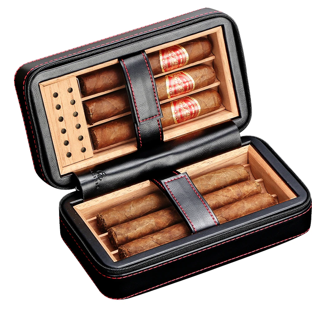 Portable Cigar Humidor Case Waterproof Travel Cigar Case with 2 Humidifiers  Cedar Wood Lined for 5 Cigars - China Paper Box and Packing Paper Bag price