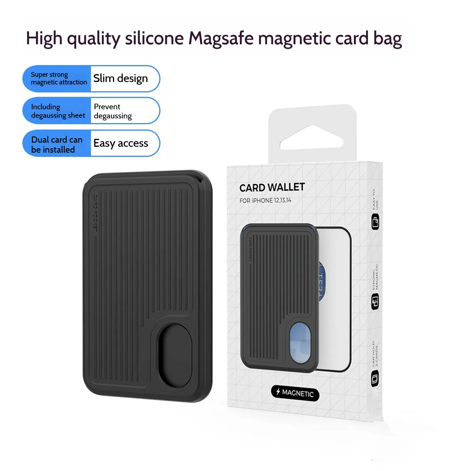 Magnetic Silicone Card Sleeve Wallet with MagSafe Compatibility