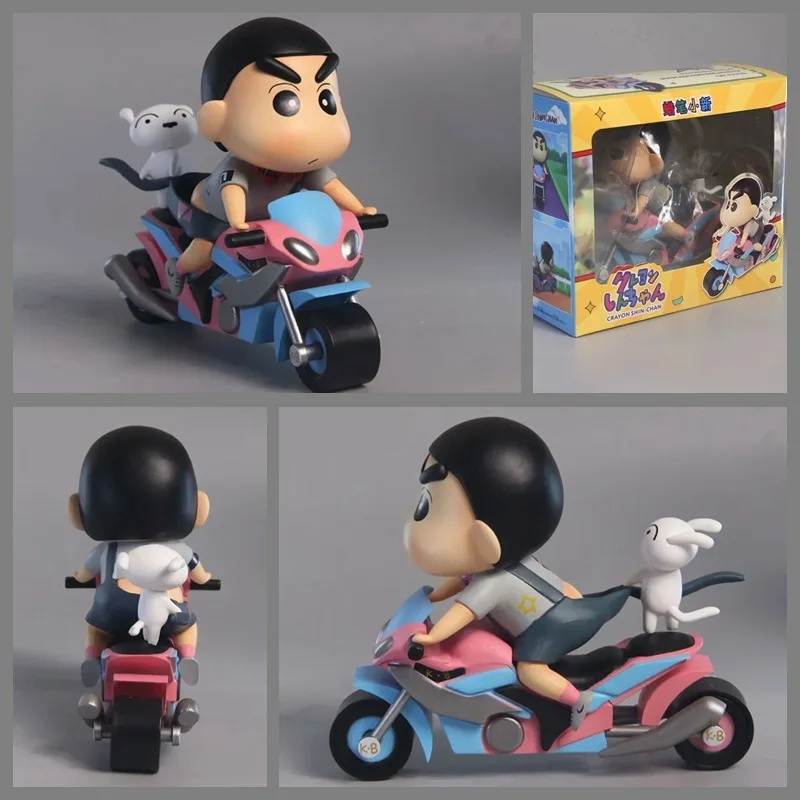 

Аниме-фигурка Crayon Shin Chan, 13 см, игрушки, подарки, детская мотоциклетная собака Shin Chan, фигурка, статуэтка, модель куклы, коллекционное украшение