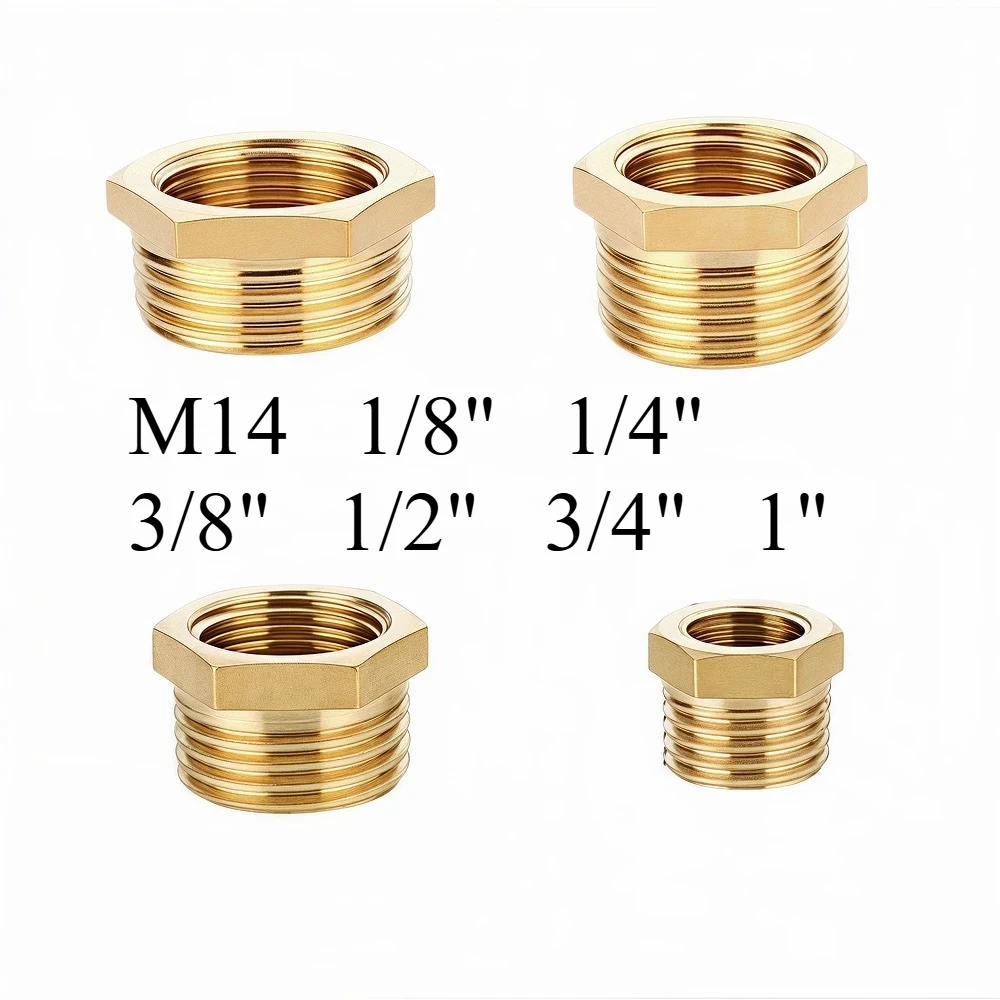 ข้อต่อทองเหลืองหกเหลี่ยมแบบลดขนาด ตัวเชื่อมต่อภายในและภายนอก ขนาด 1/4 นิ้ว 3/8 นิ้ว 1/2 นิ้ว 3/4 นิ้ว สำหรับท่อน้ำ แก๊ส และน้ำมัน แบบเชื่อมต่อเร็ว 1