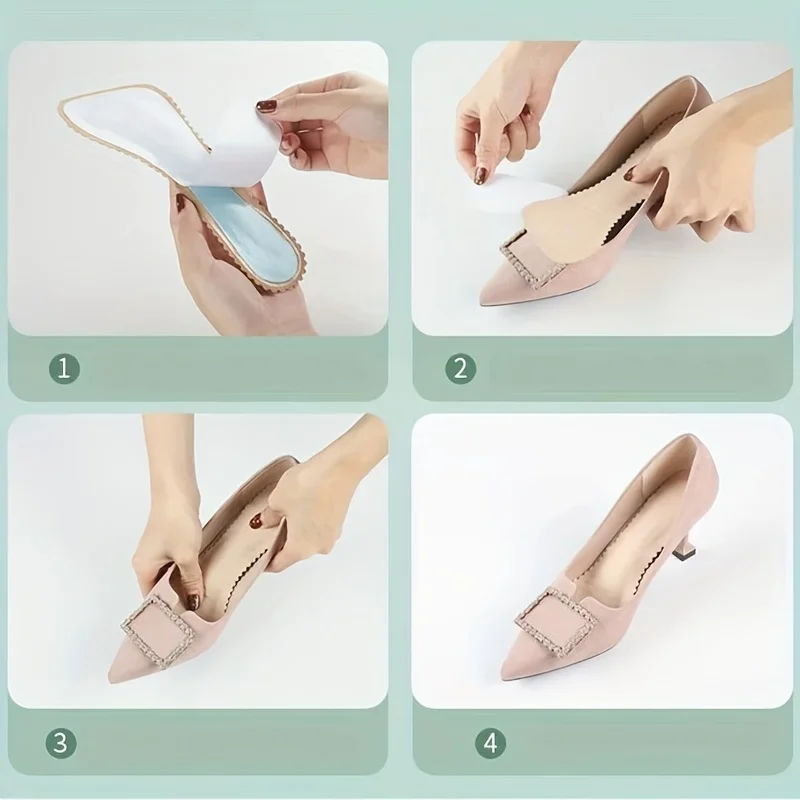 1 Pair Anti-Slip Leather Insoles Self-adhesive Sandals Insoles Breathable and Sweat-absorbent Seven-point Soft Pads