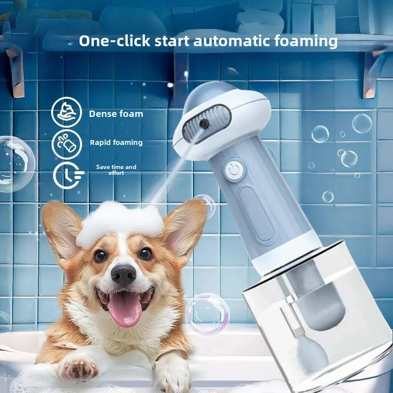Cat Automatic Foam Soap Dispenser Cordless Pet Bath Cleaning Electric Dog Shampoo Foam Machine Pet Sprayer Supplies