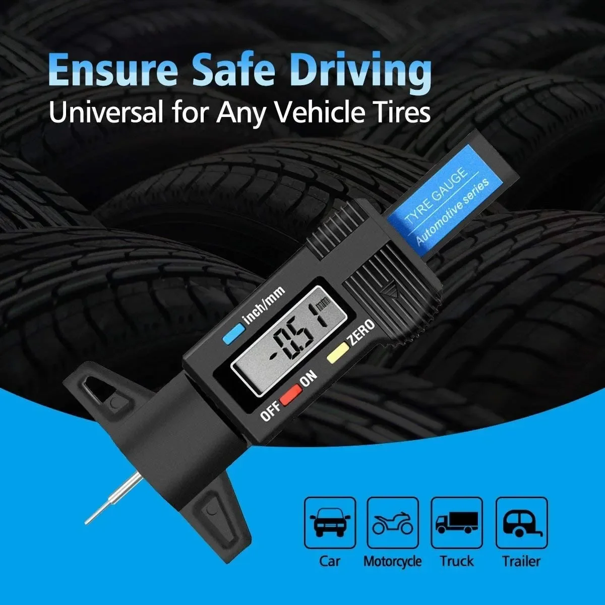 Digital Caliper Tread Depth Gauge For Car Tire Measurer