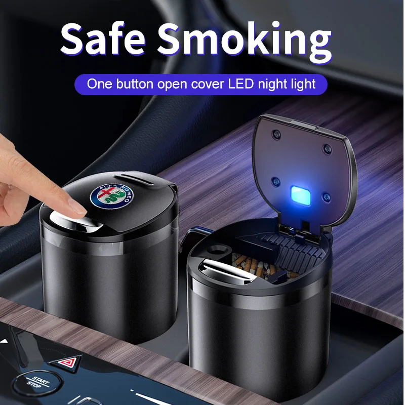 

Car Ashtray LED Light Portable Detachable Ashtray Auto Interior For Alfa Romeo 4C 159 Spider Giulia Giulietta 156 Tonale Mito GT