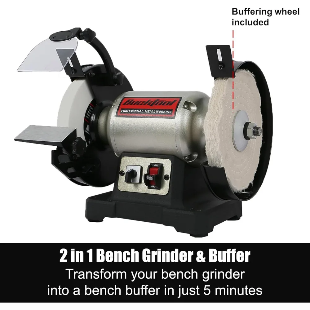 8 inch Dual Speed Bench Grinder & Buffer, Professional Low High Speed Bench Grinder Buffer with Cast Iron Base TDS-200DS 5