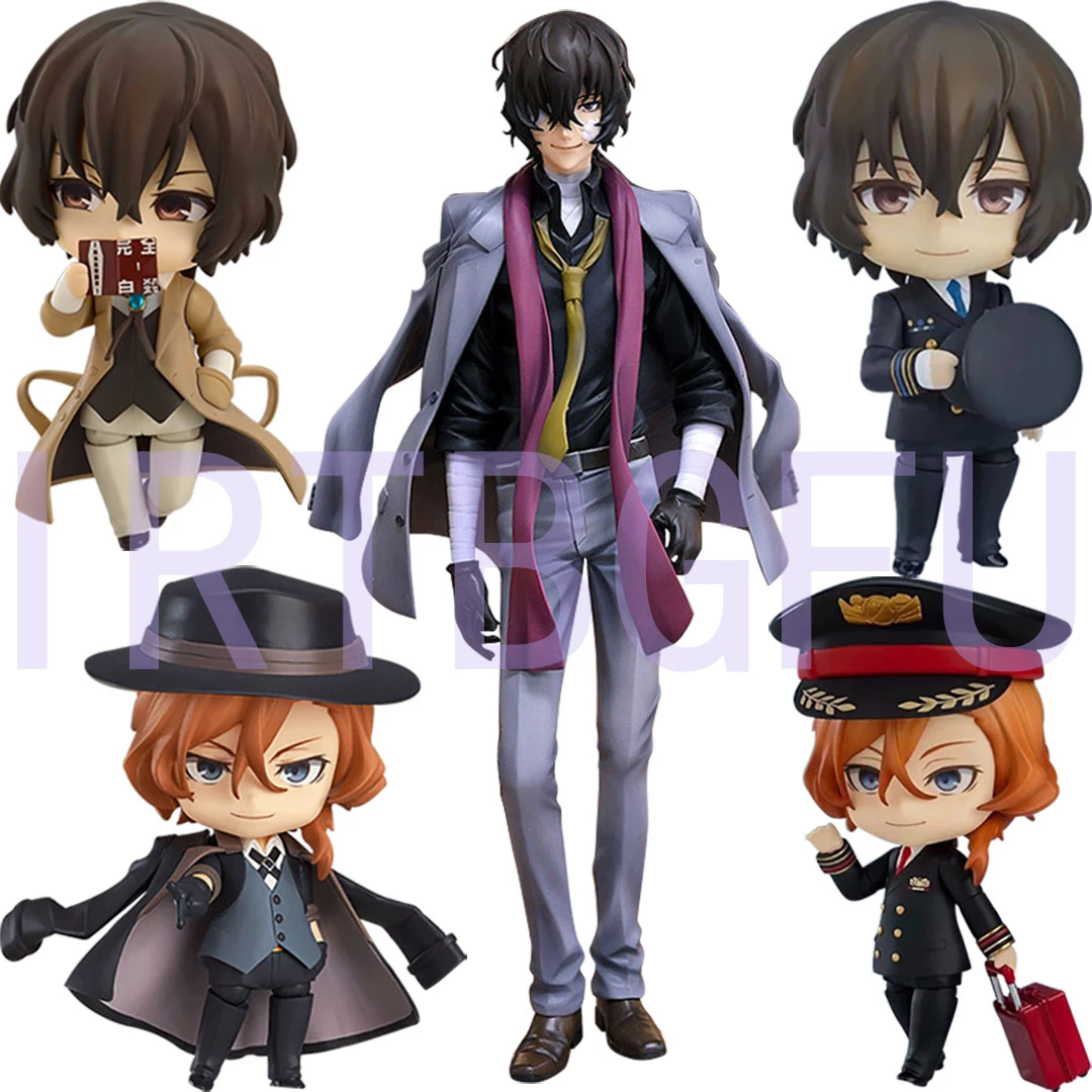 Figure Bungo Stray Dogs - Dazai Osamu (12 Cm) E Nakahara Chuuya (14 Cm) In PVC - Statue In Posizione Seduta Per Collezionisti - Regalo Anime