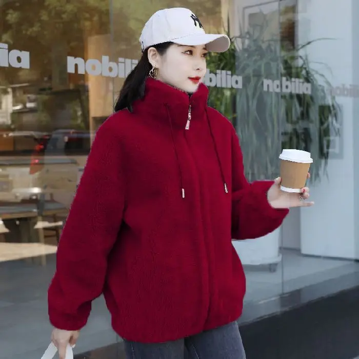 Stand Collar Two-Sided Velvet Thick Warm Faux Fur Coat