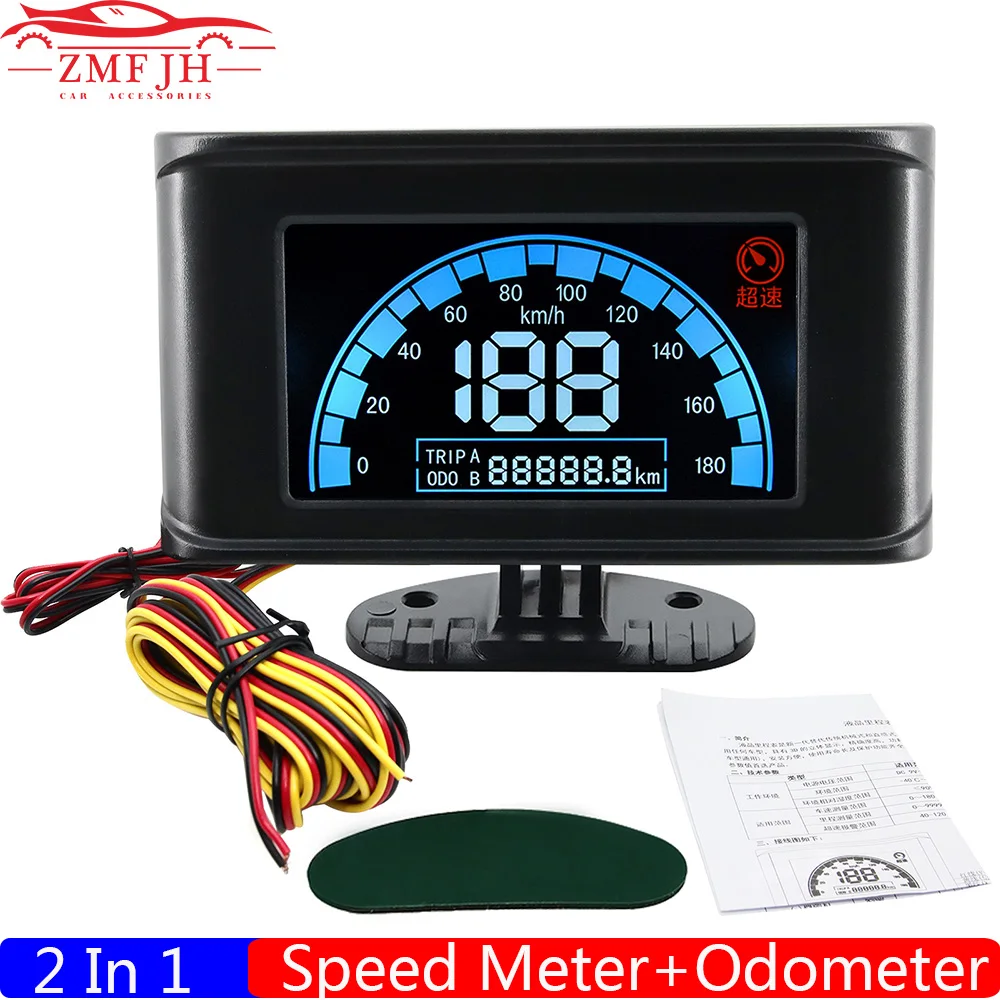 12v/24v Digital Car Speedometer Speed Meter+odometer Gauge Car Truck Speed Odometers Lcd Display