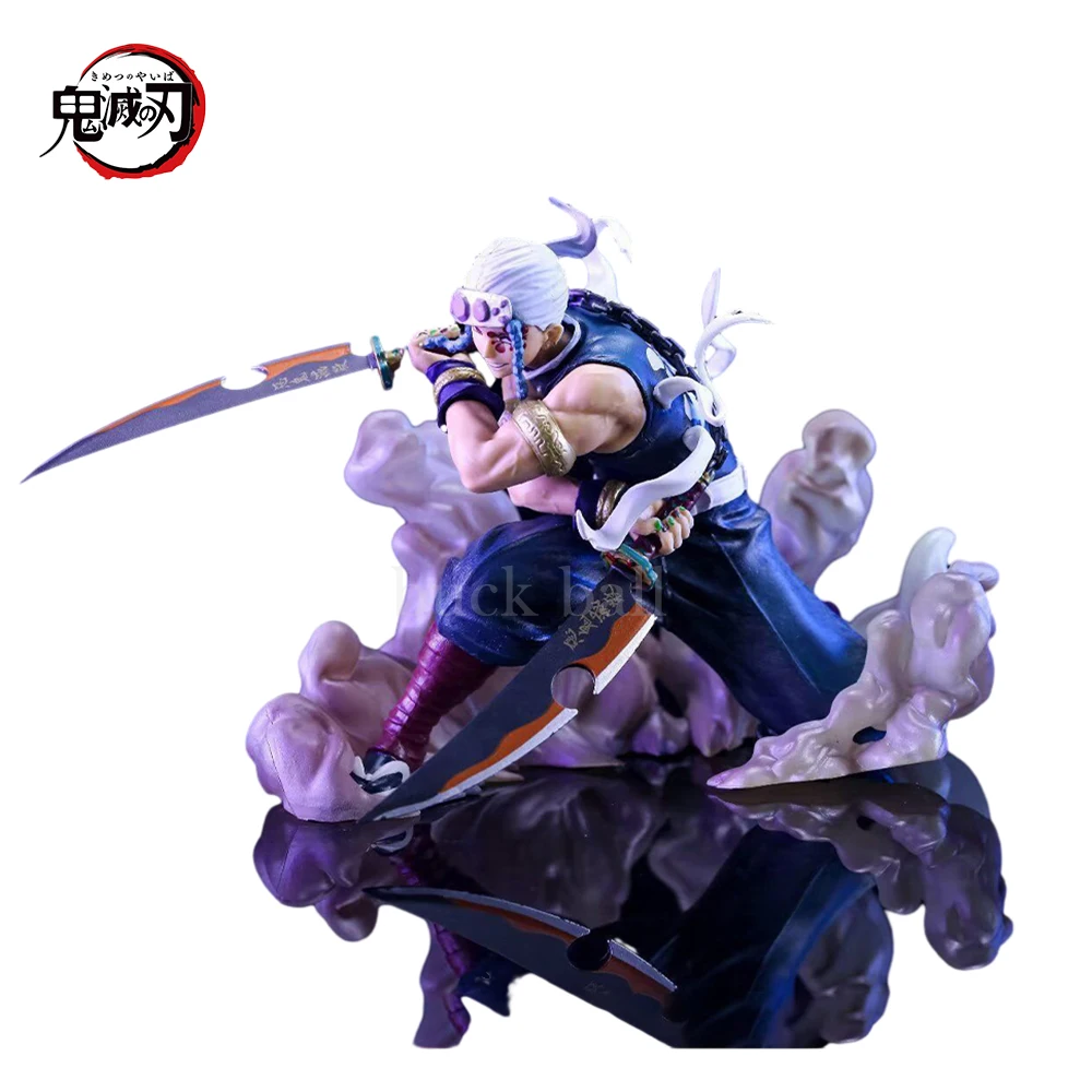 

14cm Demon Slayer Uzui Tengen Anime Figure Ornament Desk Decora Battle Double Knives Figurine Collection Pvc Christmas Gifts Toy
