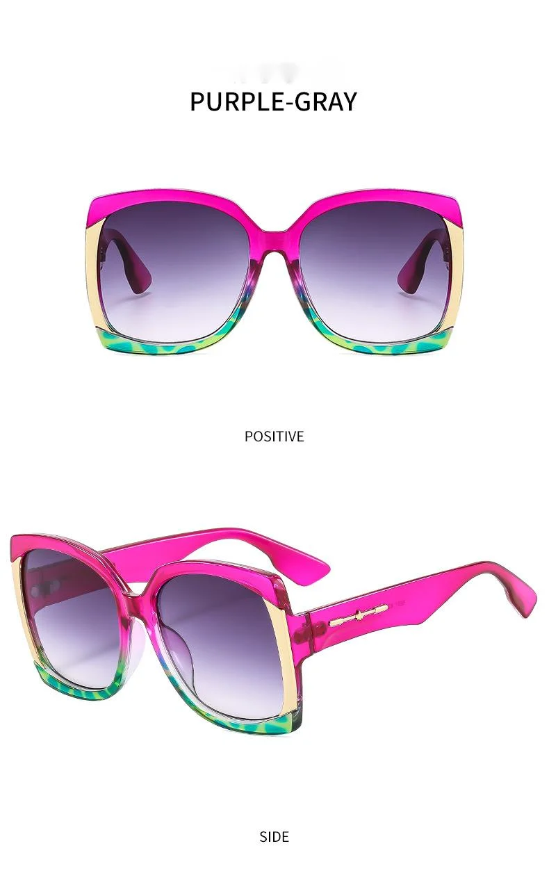 New Large Frame Square Trendy Sunglasses, Versatile Street Photos, Modern Sunglasses, Trendy Colorful Glasses_voghion.com