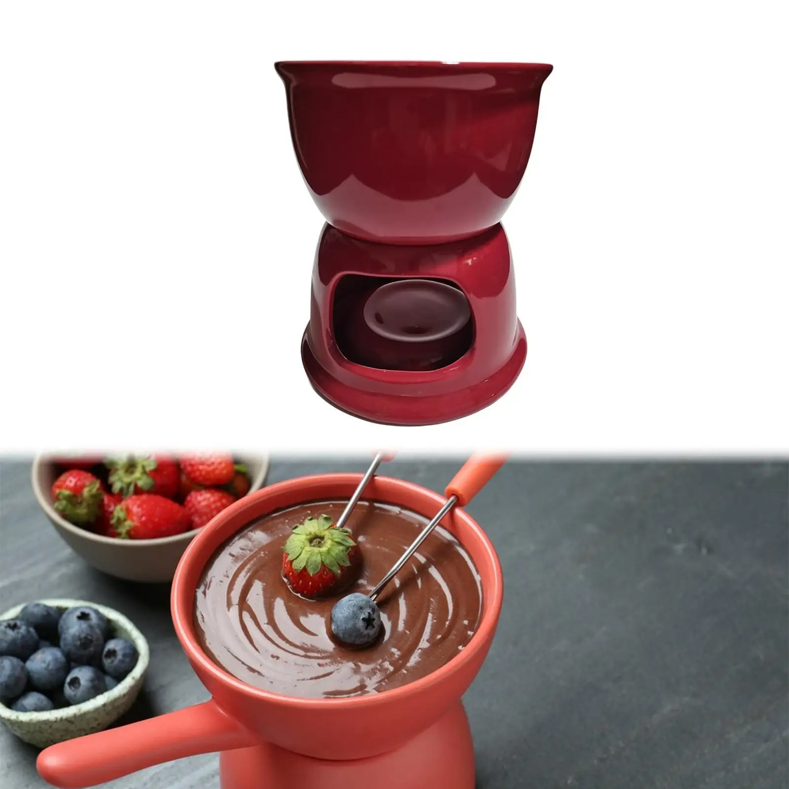 Chocolate Fondue Pot Ceramic Melt Hot Pot Bowl for Party Engagement Birthday