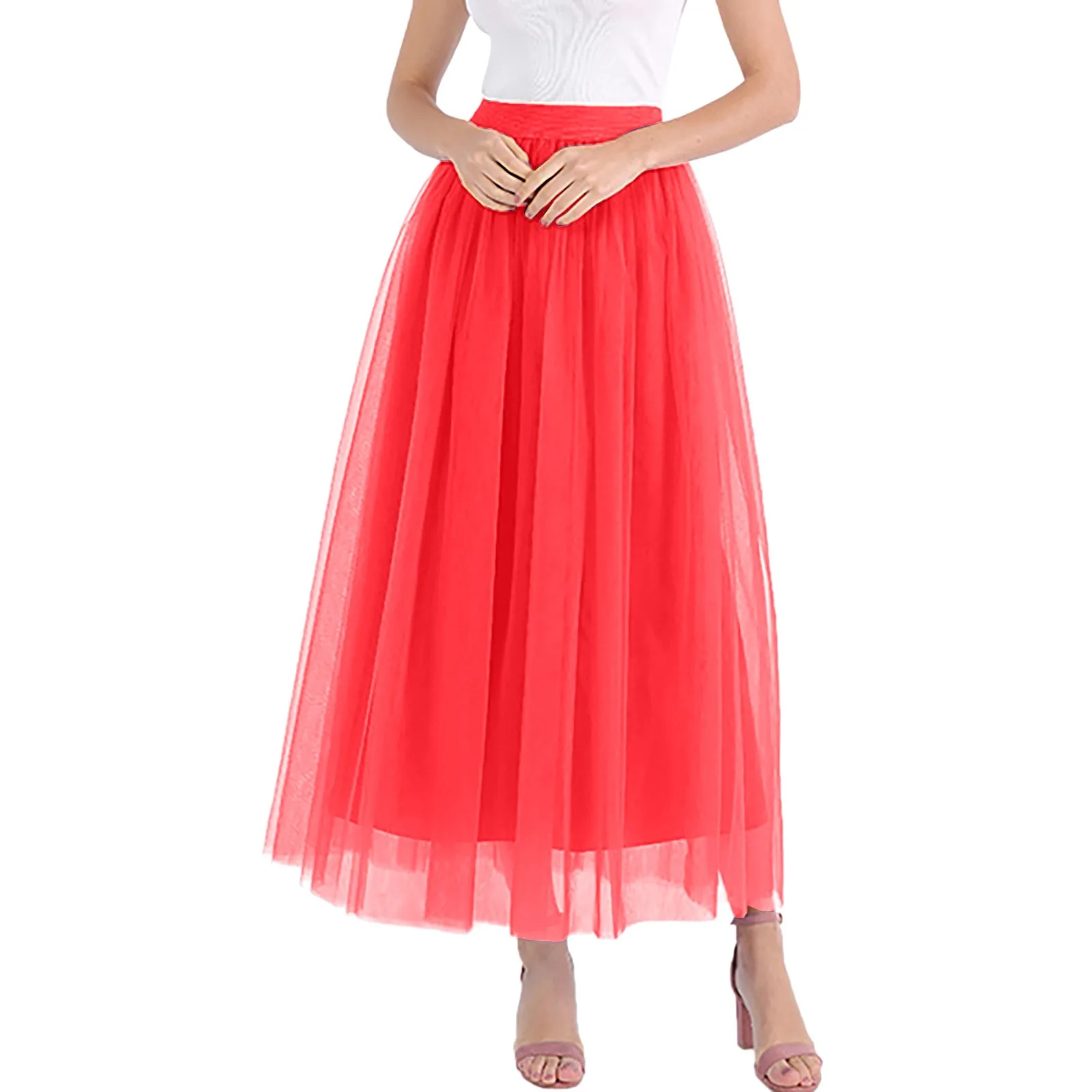 

Mardi Party Tiered Layered Mesh Ballet Prom Party Tulle Tutu A Line Midi Skirt Celebration