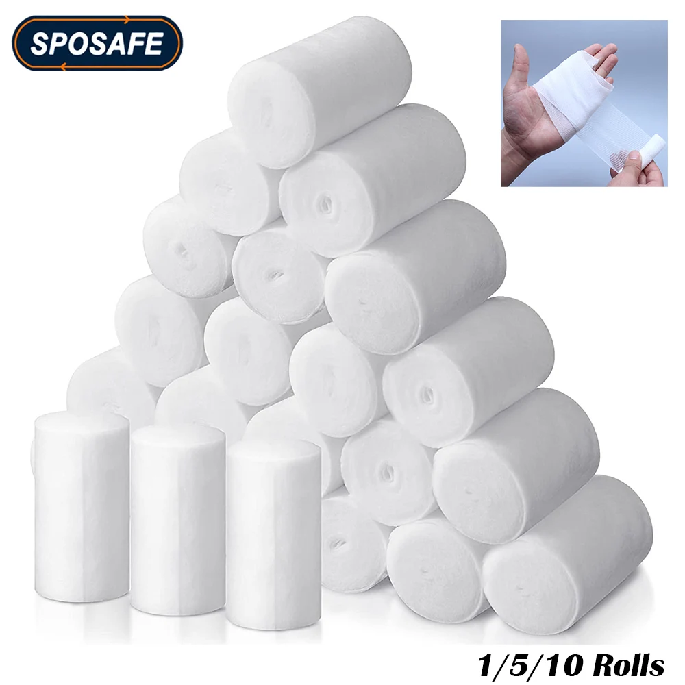 1/5/10 Rolls Disposable First Aid Wound Dressing Tear Resistant Bandage Roll Fixation Absorbent Cotton 1 roll non woven tape adhesive plaster breathable patches bandage first aid hypoallergenic wound dressing fixation tape