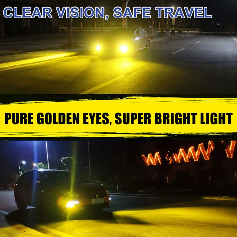 2PCS 500W 200000LM H1 LED Car Headlight Bulb 6000K 3000K Yellow Mini Size Fanless CSP 5570 Chip Plug&Play 12V 24V