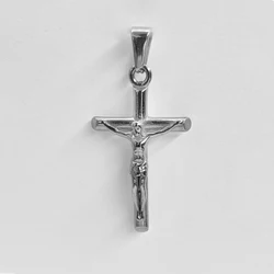 Luxurious 18k Gold Plated Stainless Steel Jesus Cross Pendant Necklace - Unisex Religious Waterproof Jewelry (Silver Pendant Only)