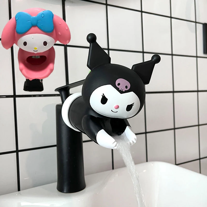 

Kawaii Kts Kuromi Mymelody Faucet Extender Anime Children Sanrioed Doll Washing Hand Anti-Splash Artifact Accessories Toys Gifts