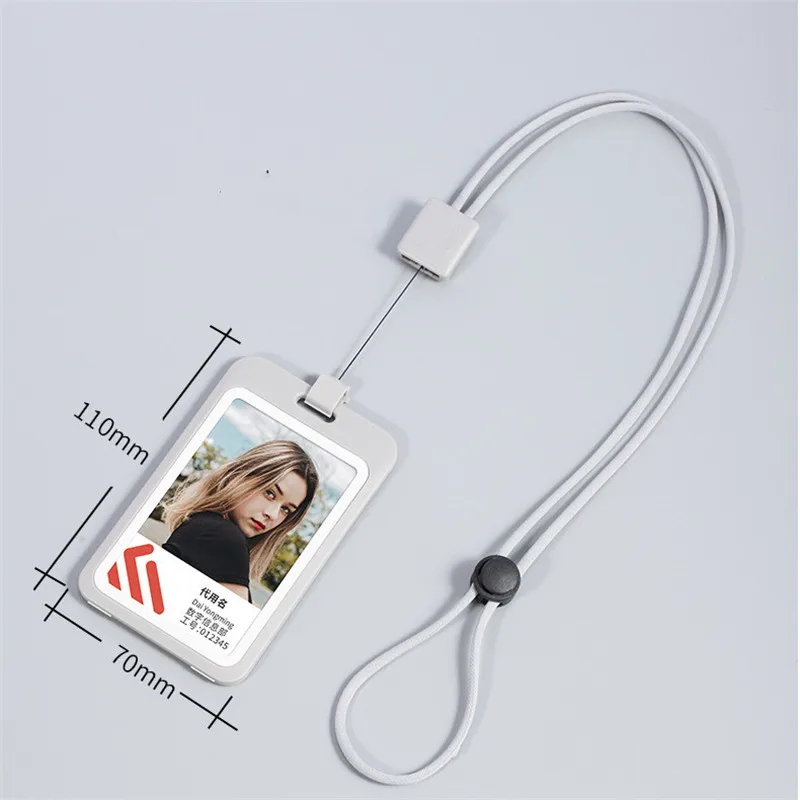 Badge Holder Reel Holder Hard Plastic ID Accessories with Lanyard Transparent Identification Card Portable Cardholder