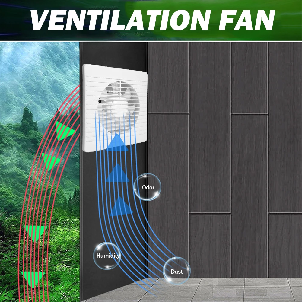พัดลมดูดอากาศขนาด 4/6/8 นิ้ว ความเร็วสูง สำหรับติดตั้งบนหน้าต่าง ผนัง ดีไซน์ป้องกันยุง เหมาะสำหรับห้องน้ำ ห้องครัว ห้องส้วม 1