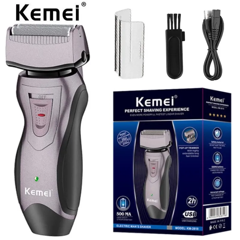 

Kemei Electric Foil Shaver with Pop Up Beard Trimmer Rechargeable Cordless Bald Head Razor Wet Dry Reciprocating Shaving Machine