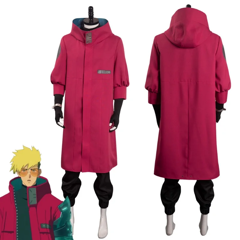 

Anime Trigun Vash The Stampede Cosplay Costume Red Coat Pants Fantasia Halloween Party Clothes Attire Full Set Uniform