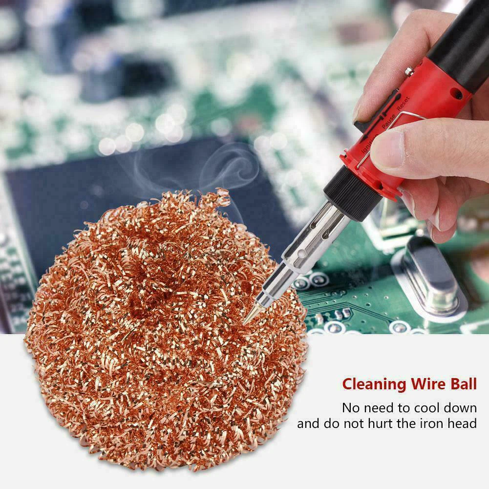Clean Steel Wire Ball Dross Cleaner Cleaning Steel Ball Mesh Filter Metal Wire Welding Desoldering Soldering Solder Iron Tip