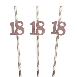 Rose Gold Milestone Celebration Straws - Elegant Birthday & Anniversary Party Decorations (18)