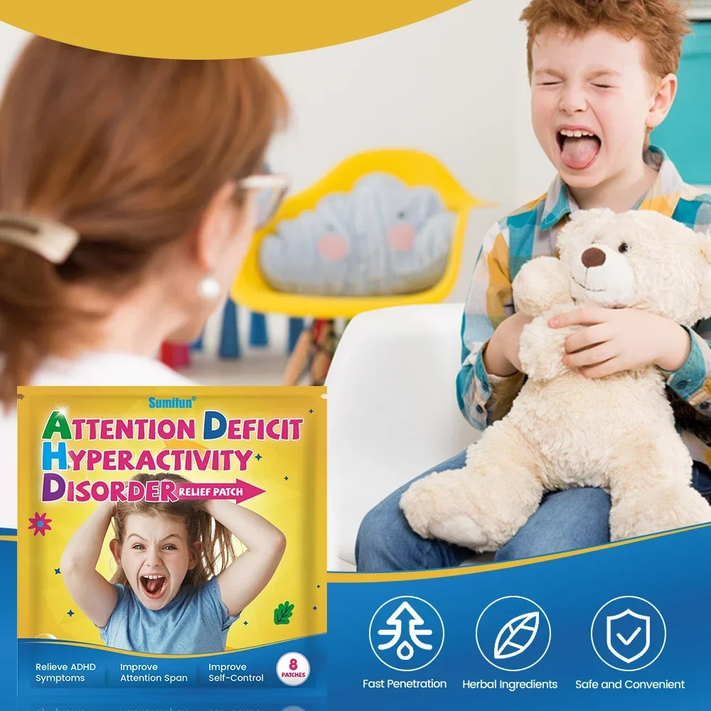 8Pcs Attention Deficit Hyperactivity Disorder Patch Child ADHD Sticker Focus Attention Decompression Care Plaster adhd patch