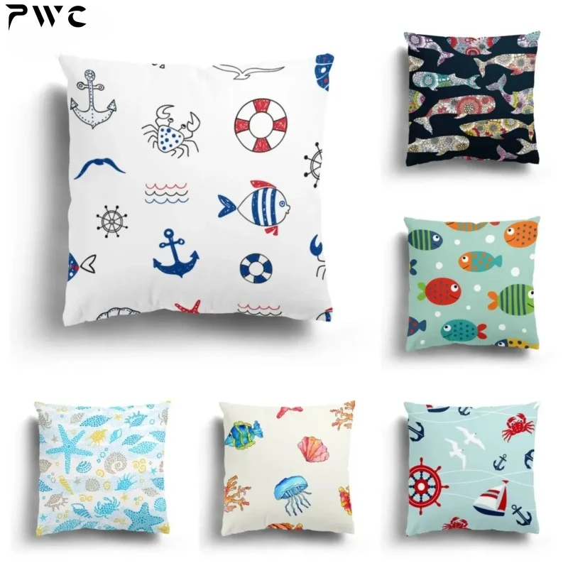 

Living Room Sofa Pillowcase Cushion Cover Customizable Pattern Pillowcase Marine Life Series Pillowcase