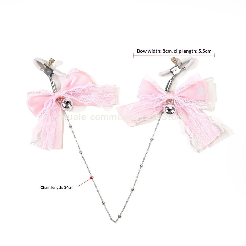 Lace Butterfly Bell Nipple Clamps With Chain For Adults_voghion.com
