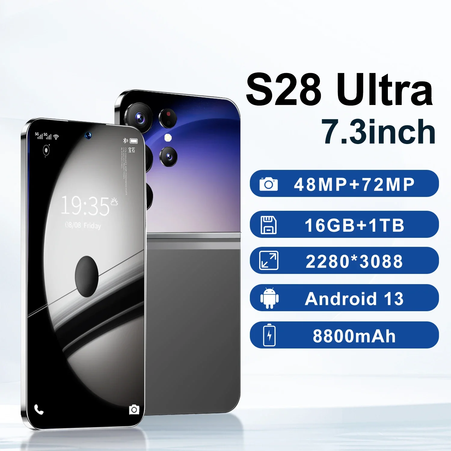 

Global S28 Ultra 7.3HD Screen 16GB+1TB 8800Mah Android13 Celulare Dual Sim Face Unlocked 5G Original Mobile Phone tablet