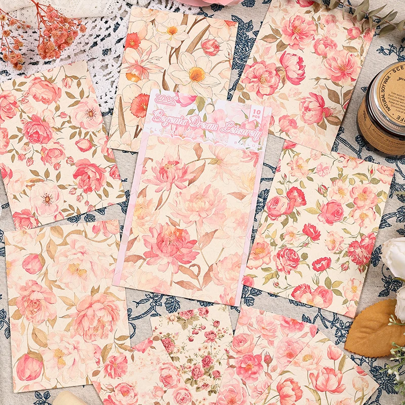 Romantic flower notebook material，suitable for Diy decorating scrapbooks，journal planning，background paper，aesthetic stationery 5