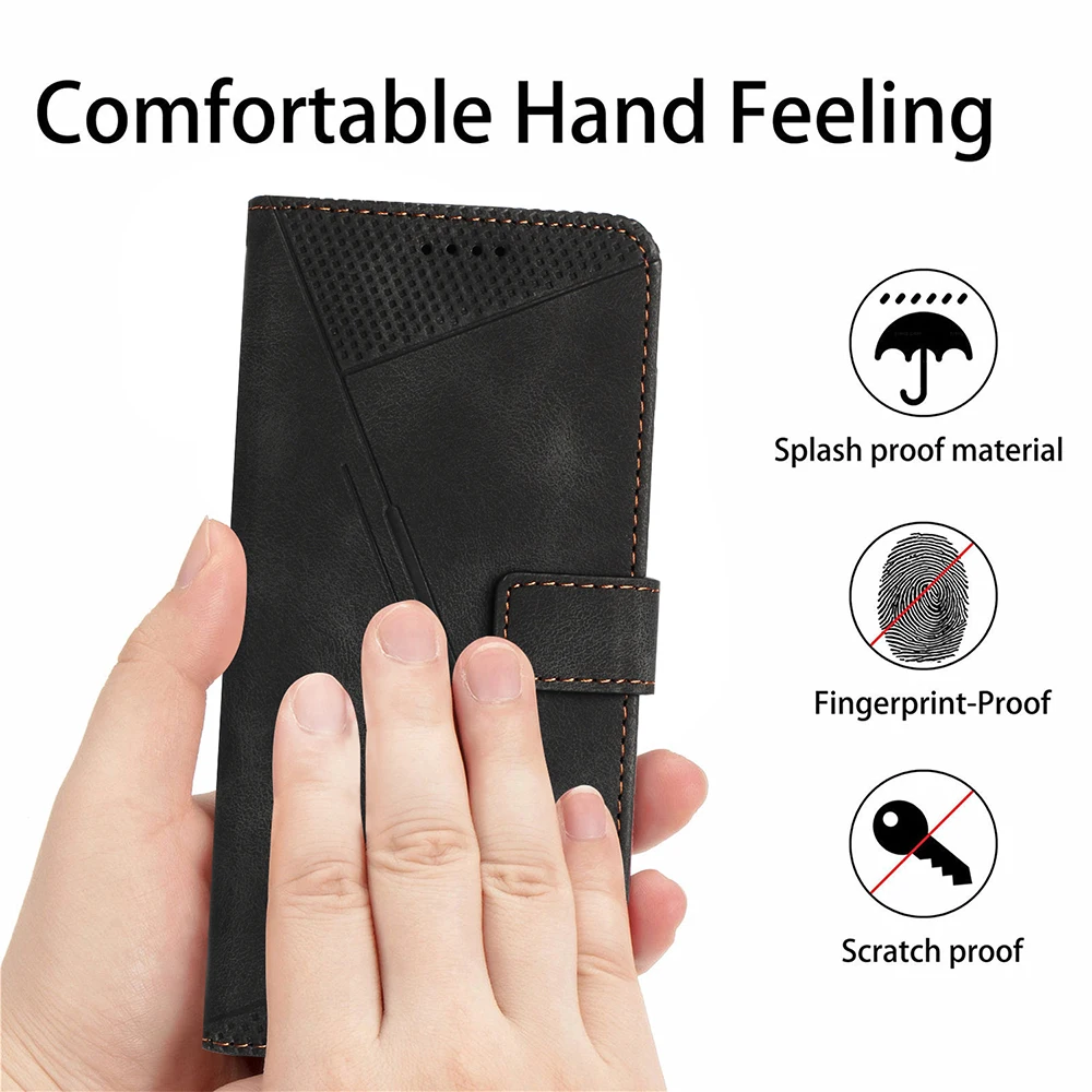 Geometric Leather Wallet Flip Case - Premium Back Cover
