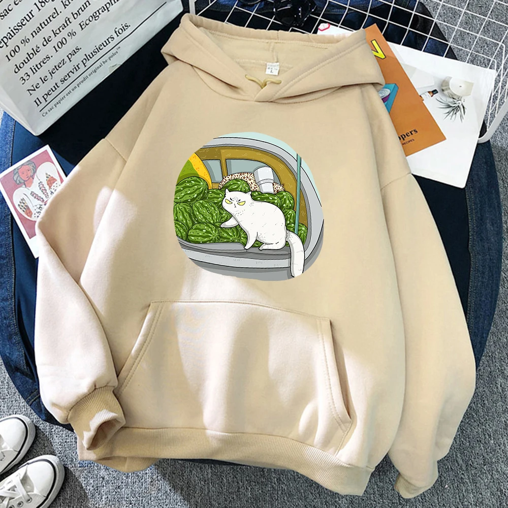 

The White Cat Touch Watermelon Print Sweatshirt Men'S Fashion Comfortable Hoodies Autumn Fleece Clothes Casual Loose Male Hoody