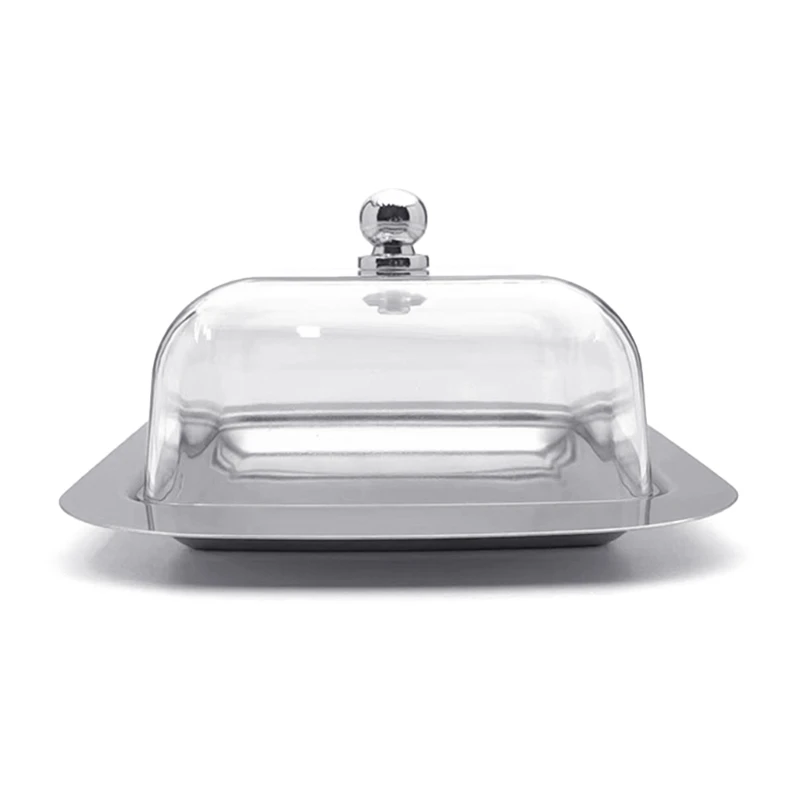 Airtight Butter Dish with Plastic Lid Stainlesss Steel Butter Container for Countertop and Fridge Butters Storage Tray