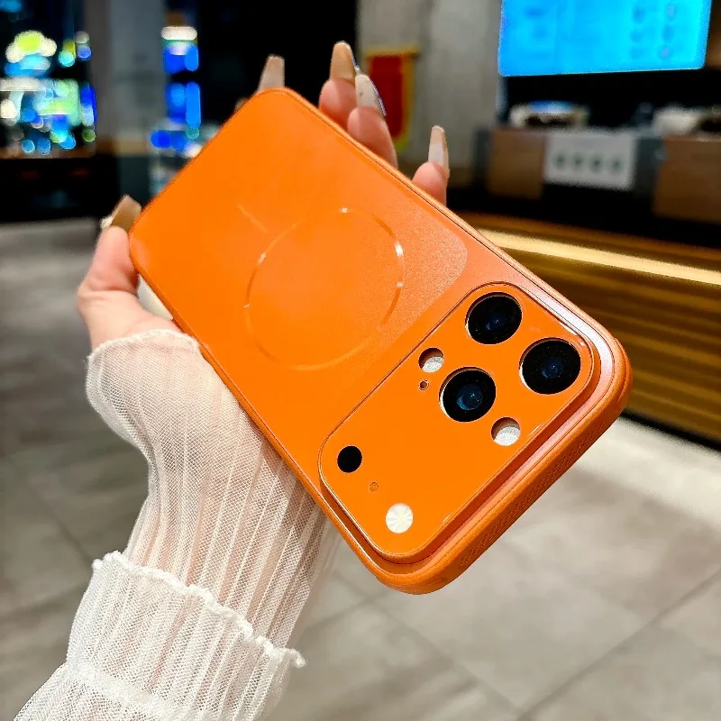 Luxury Matte Glass Lens Protection Case with Magnetic Shockproof Hard Cover